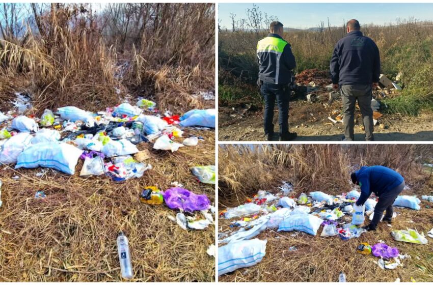  O persoană din Năsăud a fost amendată de inspectorii ADI Deșeuri pentru abandon de deșeuri în natură. FOTO