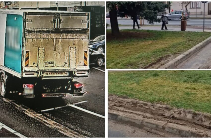  Societate comercială sancționată pentru distrugerea spațiului verde și murdărirea carosabilului din Bistrița. FOTO