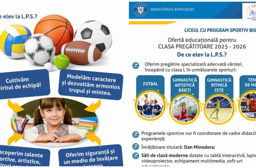  Liceul cu Program Sportiv Bistrița face înscrieri pentru CLASA PREGĂTITOARE, an școlar 2025-2026