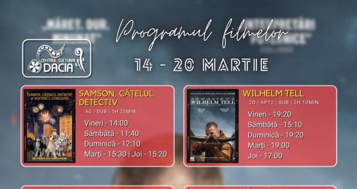  Programul filmelor la Cinema Dacia din Bistrița, în perioada 14-20 martie 2025