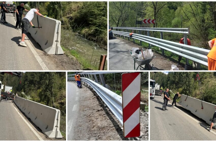  Se montează parapete de protecție pe drumul de la Fiad și pe drumul dintre Șanț și Valea Mare. FOTO