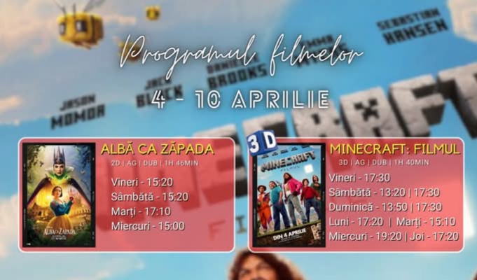 Programul filmelor la Cinema Dacia din Bistrița, în perioada 4-10 aprilie 2025