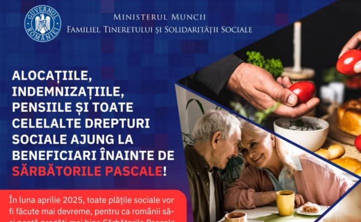  Pensiile și alocațiile pentru copii,  ajung la beneficiari înainte de Paște