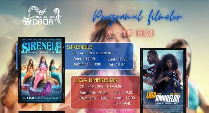  Programul filmelor la Cinema Dacia din Bistrița, în perioada 9-15 mai 2025