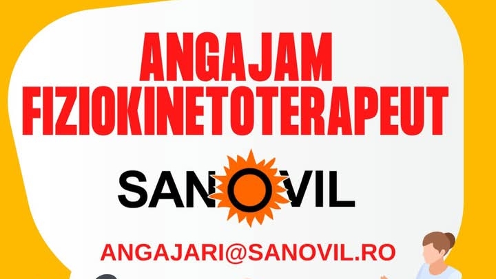  Clinica Sanovil Bistrița angajează fiziokinetoterapeut!
