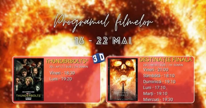  Programul filmelor la Cinema Dacia din Bistrița, în perioada 16-25 mai 2025