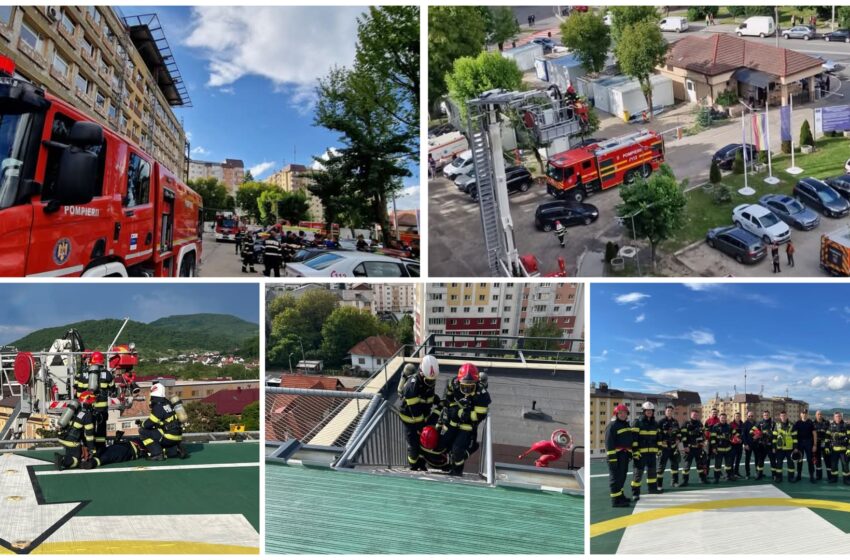  Exercițiu cu desfășurarea forțelor în teren la Spitalul Clinic Județean de Urgență Bistrița. FOTO