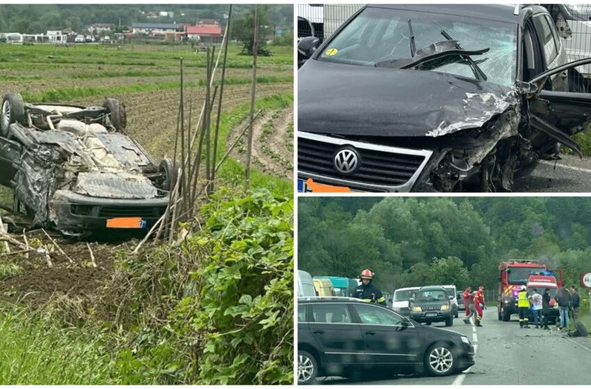  Trei persoane au ajuns la spital în urma accidentului rutier produs între Sângeorz-Băi și Maieru. FOTO