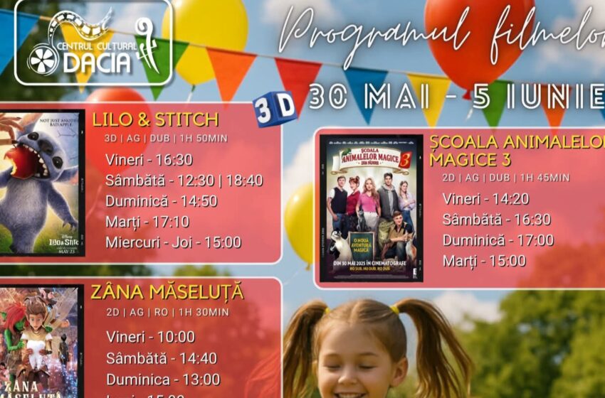  Programul filmelor la Cinema Dacia din Bistrița, în perioada 30 mai-5 iunie 2025