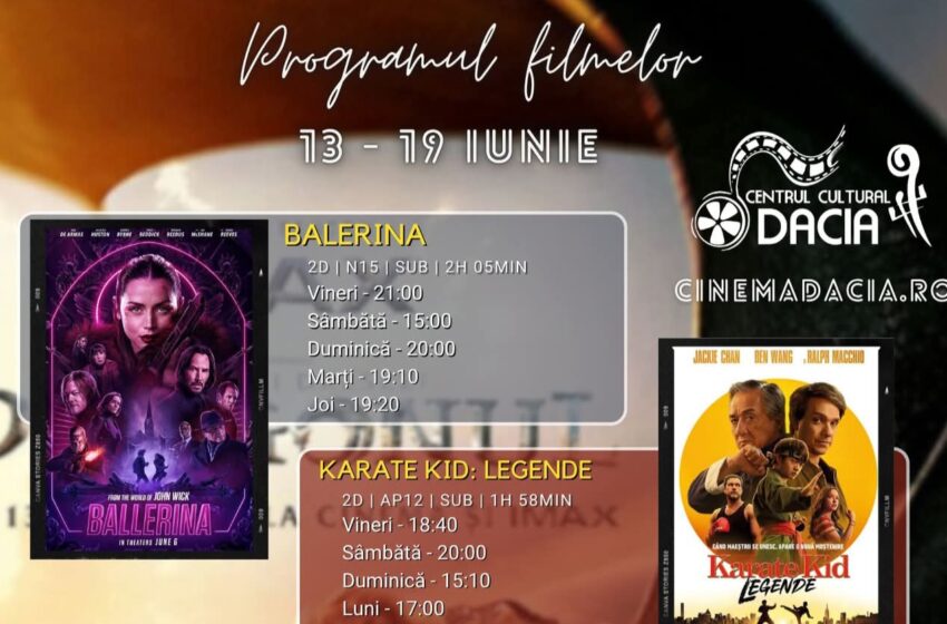  Programul filmelor la Cinema Dacia din Bistrița, în perioada 13-19 iunie 2025