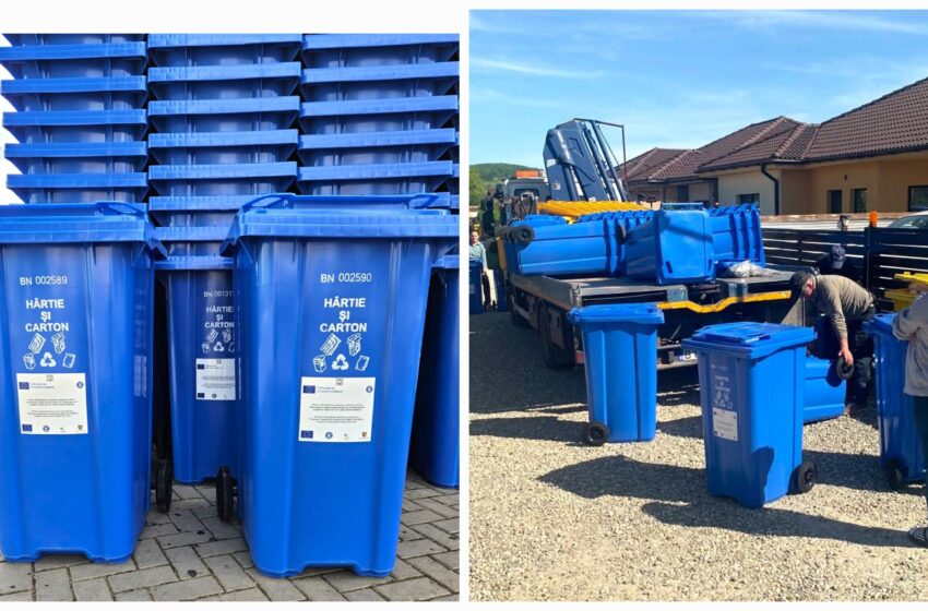  În perioada 28 iulie-1 august continuă distribuirea pubelei albastre în municipiul Bistrița. FOTO
