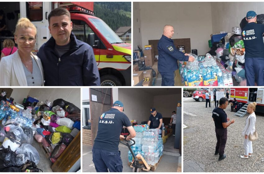  Viceprimarul Ștefania Stere a însoțit transportul umanitar plecat din Bistrița pentru sinistrații din Broșteni. FOTO