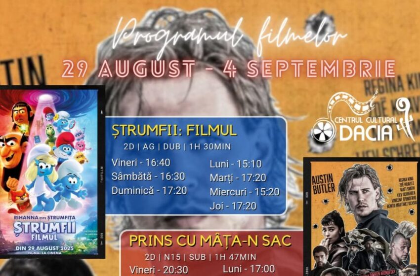  Programul filmelor la Cinema Dacia din Bistrița, în perioada 29 august-4 septembrie 2025