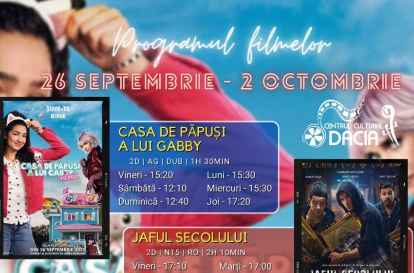  Programul filmelor la Cinema Dacia din Bistrița, în perioada 26 septembrie-2 octombrie 2025