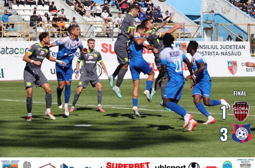  Fotbal: Bistriței i-a căzut „Gloria” în fața celor de la FC Bihor Oradea 1-3. Un meci pierdut pe mai multe greșeli personale