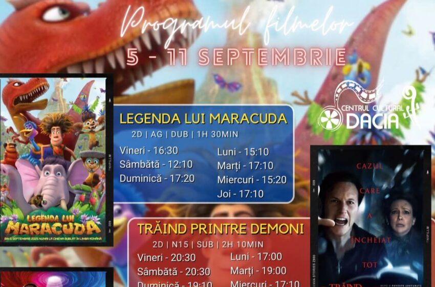  Programul filmelor la Cinema Dacia din Bistrița, în perioada 5-11 septembrie 2025