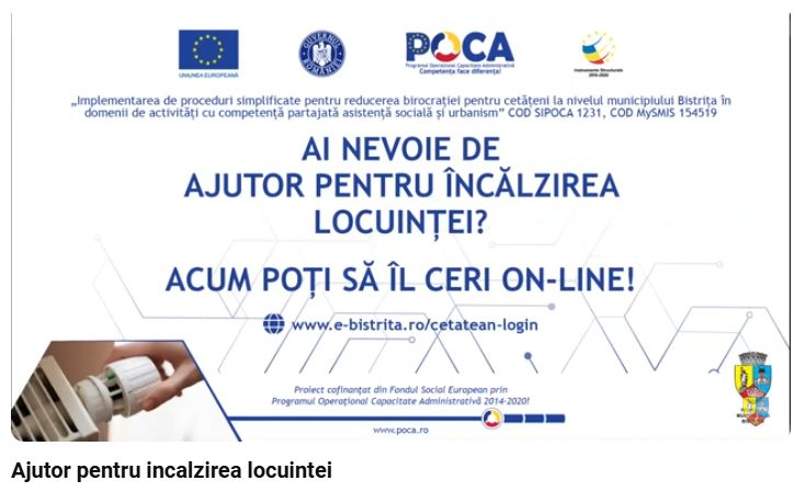  Primăria Bistrița: Ai nevoie de un ajutor pentru încălzirea locuinței? Acum poți să-l ceri online! VIDEO