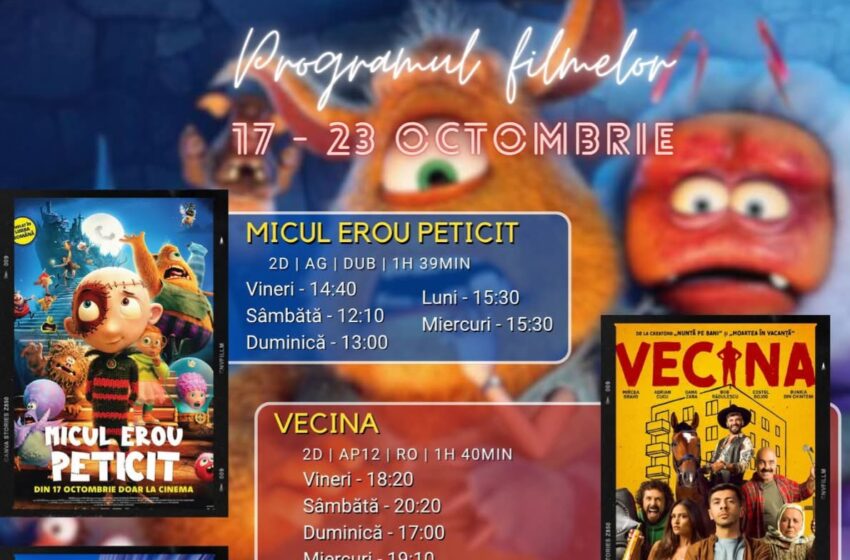  Programul filmelor la Cinema Dacia din Bistrița, în perioada 17-23 octombrie 2025