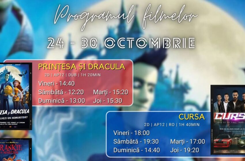  Programul filmelor la Cinema Dacia din Bistrița, în perioada 24-30 octombrie 2025