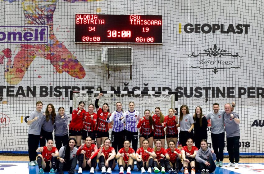  Handbal, Divizia A: O nouă victorie pentru Gloria Bistrița în fața Universitatea de Vest Timișoara, scor 34-19