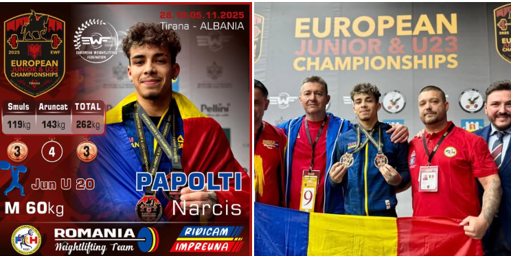  Bronz european pentru halterofilul de la CSM Bistrița, Narcis Papolți