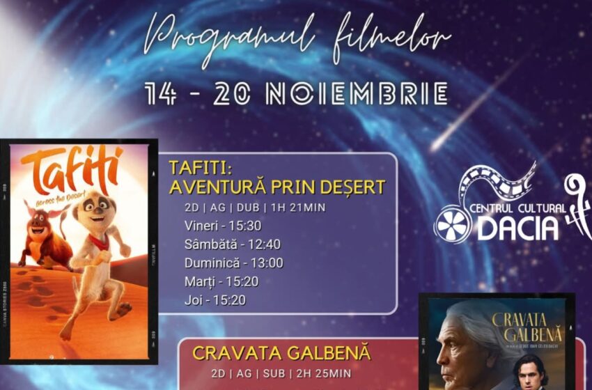  Programul filmelor la Cinema Dacia din Bistrița, în perioada 14-20 noiembrie 2025