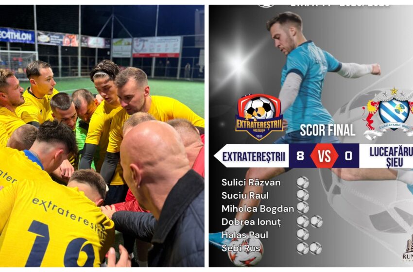  Extratereștrii Bistrița, SHOW total și victorie zdrobitoare în Superliga de Minifotbal, 8-0 cu Luceafărul Șieu