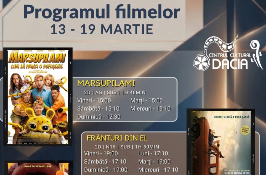  Programul filmelor la Cinema Dacia din Bistrița, în perioada 13-19 martie 2026