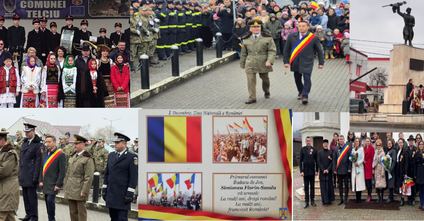  FOTO: Cei 107  ani trecuți de la Marea Adunare Națională de la Alba Iulia au fost sărbătoriți  și în mai multe comune din Bistrița-Năsăud: Telciu, Prundu Bârgăului, Budacu de Jos, Uriu, Șanț.