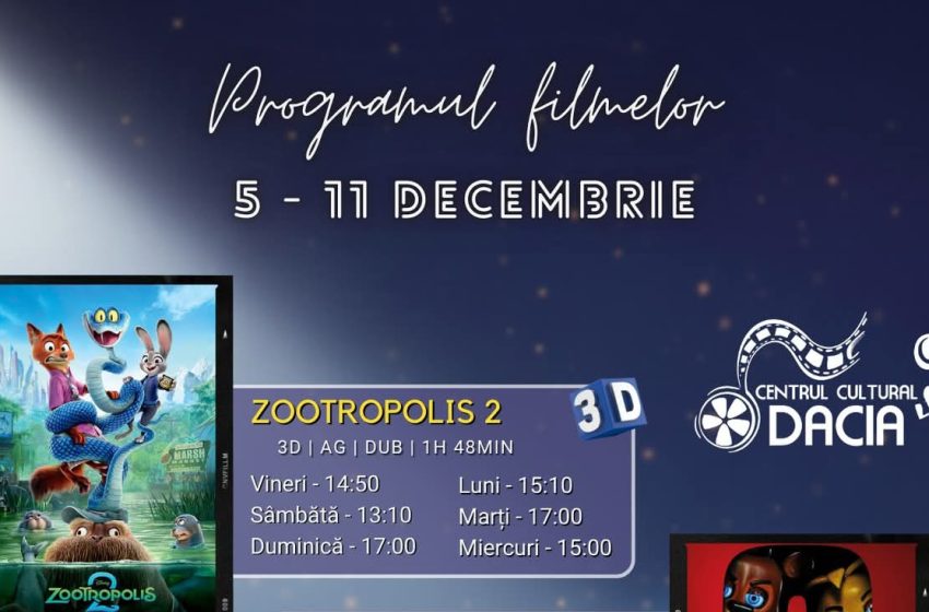  Programul filmelor la Cinema Dacia din Bistrița, în perioada 5-11 decembrie 2025