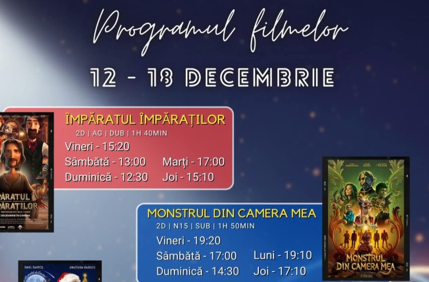  Programul filmelor la Cinema Dacia din Bistrița, în perioada 12-18 decembrie 2025