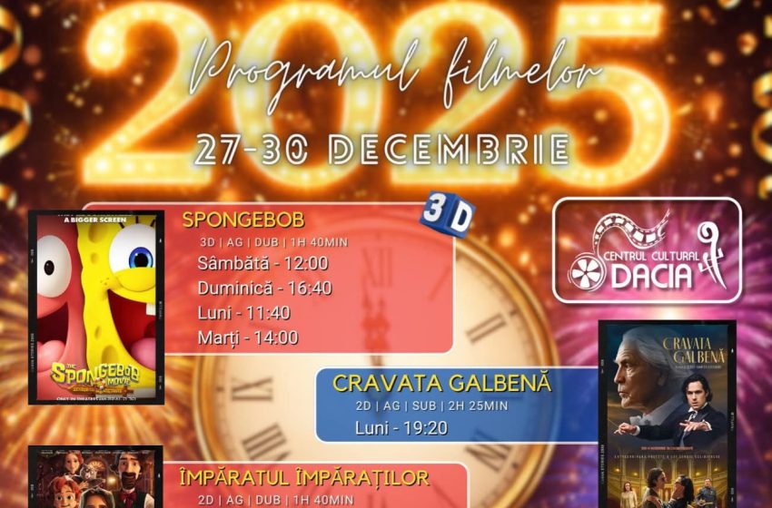  Programul filmelor la Cinema Dacia din Bistrița, în perioada 27-30 decembrie 2025