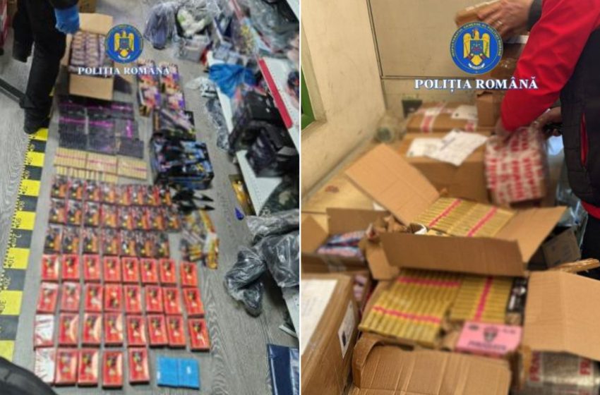  Cantități uriașe de articole pirotehnice ilegale, comandate online, confiscate de polițiști