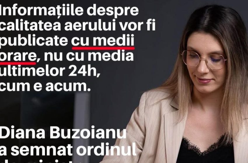  Diana Buzoianu a semnat ordinul de ministru care actualizează sistemul de raportare a datelor privind calitatea aerului