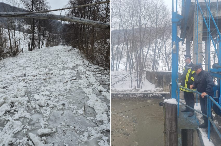 Pod de gheață format între Rebra și Rebrișoara, autoritățile monitorizează situația. FOTO
