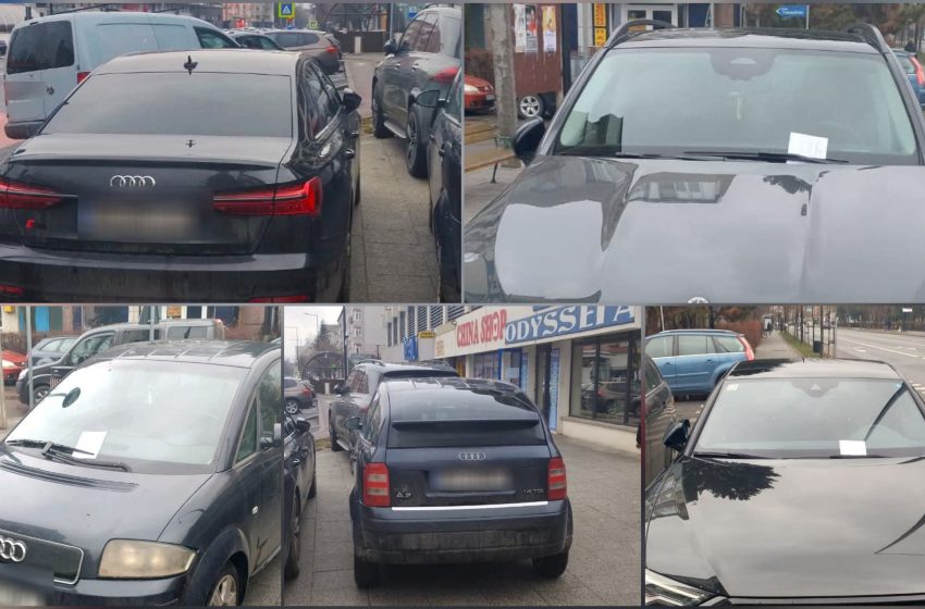  Trotuar blocat în zona Pieței Decebal. Poliția Locală a sancționat șoferii care au parcat ilegal. FOTO