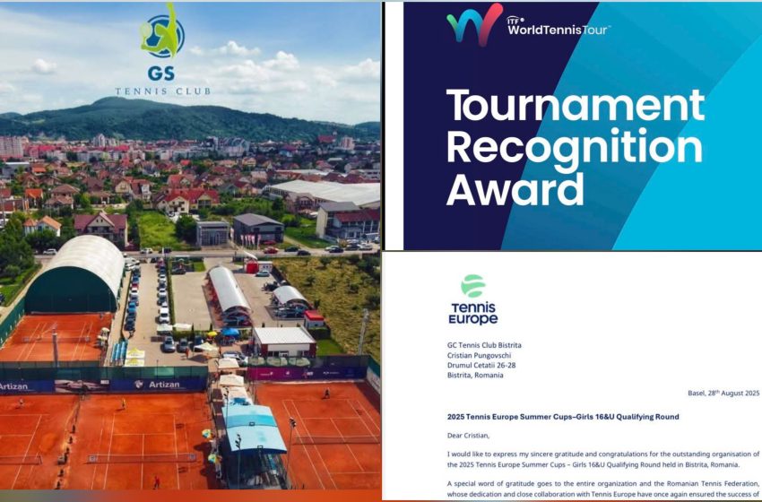  Performanță unică pentru GS TennisClub Bistrița: dublă recunoaștere internațională din partea ITF și Tennis Europe
