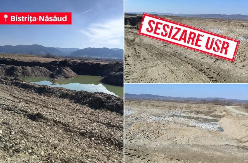  USR: 60.000 de lei amendă pentru o firmă care exploata ilegal nisip și pietriș într-o localitate din județul Bistrița-Năsăud, sub pretextul amenajării unui iaz piscicol