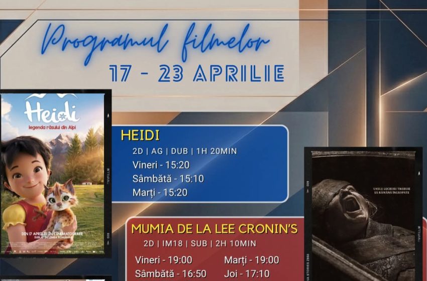  Programul filmelor la Cinema Dacia din Bistrița, în perioada 17-23 aprilie 2026