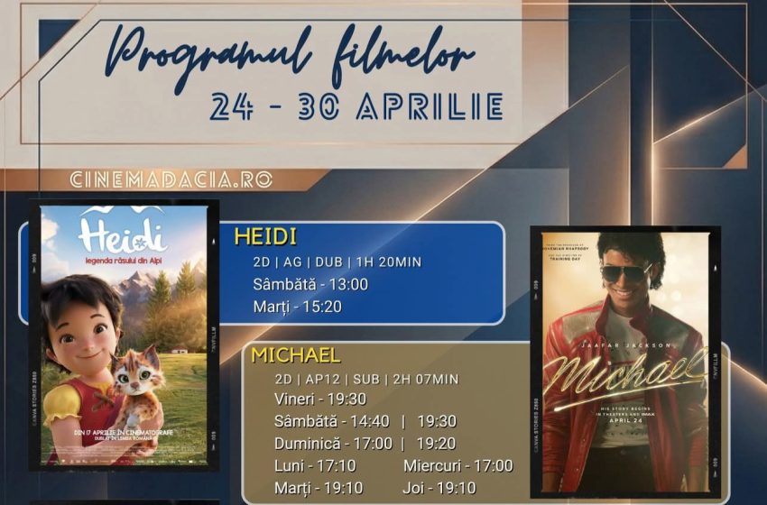  Programul filmelor la Cinema Dacia din Bistrița, în perioada 24-30 aprilie 2026