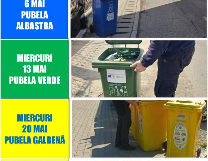  Vezi programul de colectare a deșeurilor reciclabile în luna mai