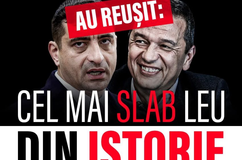  USR: Cel mai slab leu din istorie. Se întâmplă în săptămâna în care PSD a ales să se așeze la masă cu George Simion și să depună moțiune împotriva Guvernului