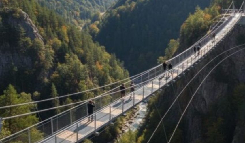  Podul suspendat  spectaculos de la Parva din Munții Rodnei, scos la licitație