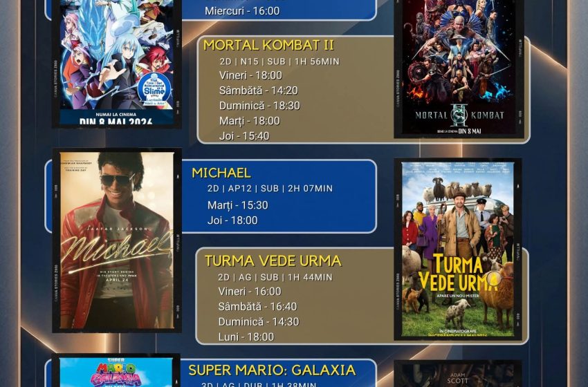  Programul filmelor la Cinema Dacia din Bistrița, în perioada 9-14 mai 2026