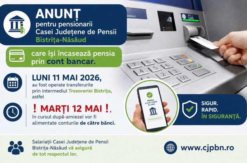 Pensiile pe card intră marți după-amiază. Anunțul făcut de Casa de Pensii Bistrița-Năsăud