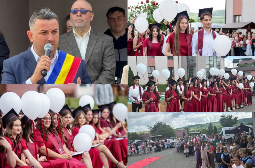  Emoții și speranțe la Căianu Mic. Primarul Paul Știr, alături de absolvenții Liceului Tehnologic „Ion Căian Românul”. FOTO