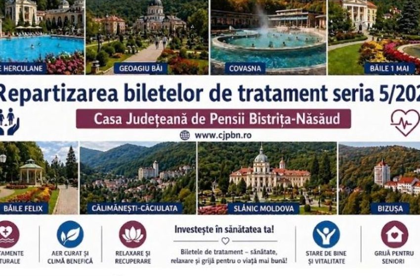  45 de bilete de tratament balnear disponibile pentru pensionarii din Bistrița-Năsăud