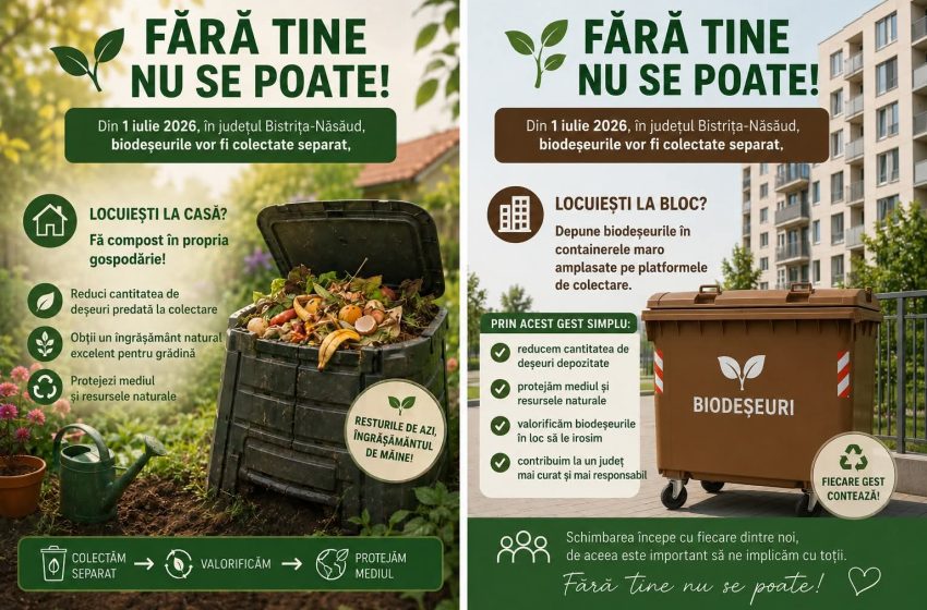  Revoluție în colectarea deșeurilor la blocuri! Din 1 iulie, biodeșeurile vor avea containere dedicate în tot județul