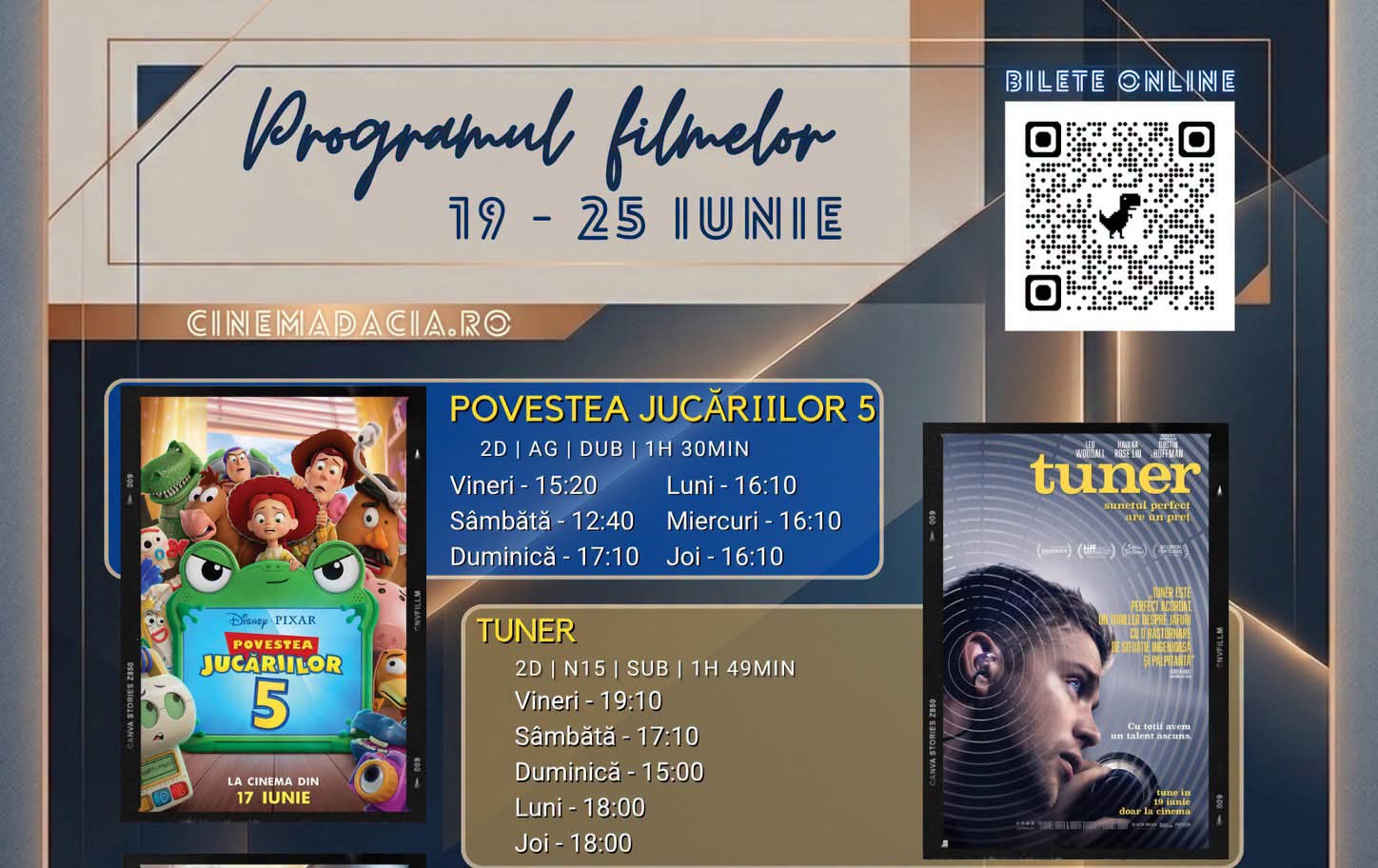  Programul filmelor la Cinema Dacia din Bistrița, în perioada 19-25 iunie 2026