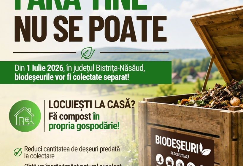  „Fără tine nu se poate!” – Județul Bistrița-Năsăud se pregătește pentru colectarea separată a biodeșeurilor